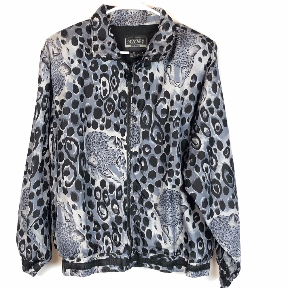 Anney Vintage 80's Leopard Print Bomber Jacket